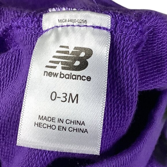 New Balance Baby Girl Sweat Pants 0-3M Purple Neon Green Stripes Elastic Waistba - Picture 3 of 9